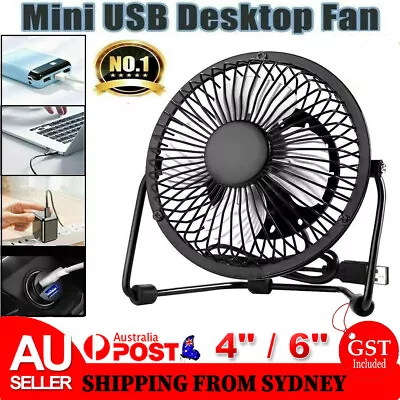 4 6  USB Powered Portable Table Fan Mini Desk Fan Small Quiet Personal Cooler • $14.60