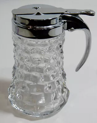 Vintage Fostoria American Syrup Pitcher Dispenser W/ Dripcut Metal Lid • $15