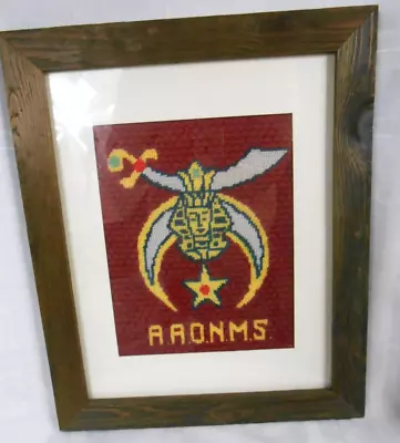 Vintage Masonic AAONMS Freemason Shrine Needlepoint Panel Finished Framed • $37.59