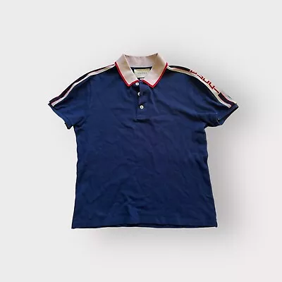 Authentic Gucci Polo T-Shirt Blue Stripe Logo • $195