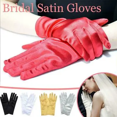 £2.66 • Buy Ladies Short Wrist Gloves Smooth Satin For Party Dress Wedding Prom Evening Z3Q7