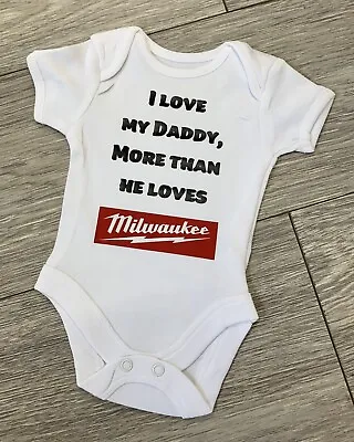 £9.50 • Buy Milwaukee Baby Vest Newborn 0-3 3-6 6-9 9-12 Months Carpenter Gift Daddy Grandad