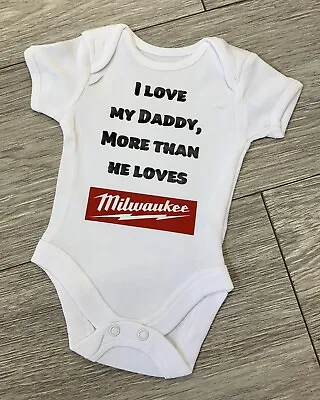 Milwaukee Baby Vest Newborn 0-3 3-6 6-9 9-12 Months Carpenter Gift Daddy Grandad • £9.50