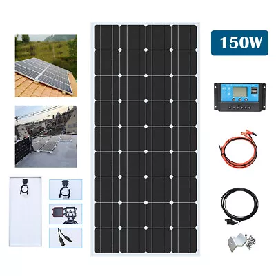 150W Monocrystalline Tempered Glass Solar Panel Kit For Off Grid RV Marine Home • $89.99