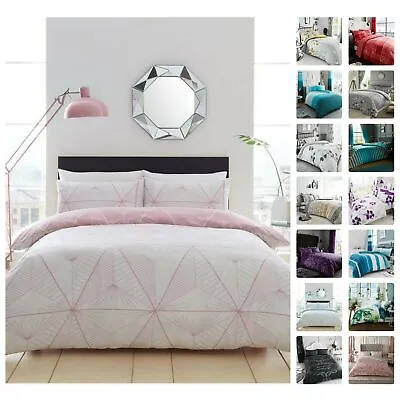 Printed Duvet Cover Reversible Bedding Set Pillowcases Luxurious Quilt Bed Sets • £14.49