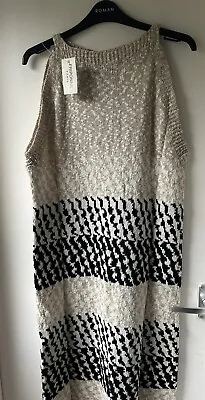 Friponne Paris Women’s Black Beige Midi Knitted Dress Size M • £9.99