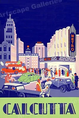 1938 Calcutta India Evening Vintage Style Travel Poster - 20x30 • $18.95