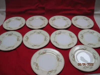 10 Vintage Meito China Hand Painted Flora Flowers Gold Accent Dessert Plates • $22