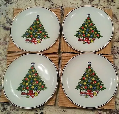 Mount Clemens Pottery Christmas Tree Plates Lot Of 4 Cake Dessert Plates • $30