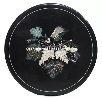 £247.62 • Buy Black Marble Center Top Table Grapes Stone Inlay Marquetry Furniture Decor H3367