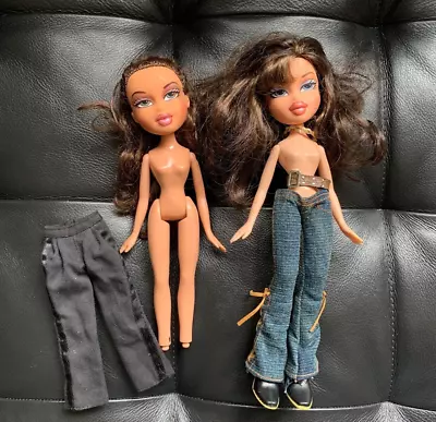 Vintage Bratz Doll Lot Of 2 Dolls Dana + Yasmin Hippie Jeans Black Pants • $17.99