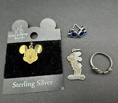 LOT Of 4 Sterling Silver 925 MICKEY MINNIE MOUSE Earrings Pendant Charms Ring • $9.99
