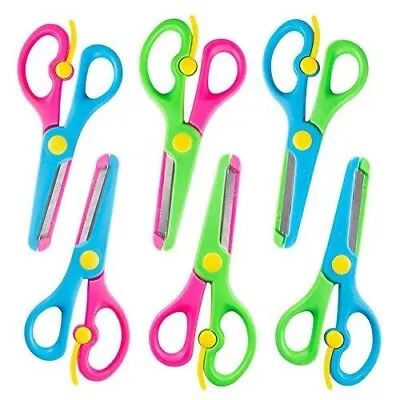 £4.99 • Buy 6 Pcs Dual-Colour Children Safety Scissors Pre-School Training Scissors Safety