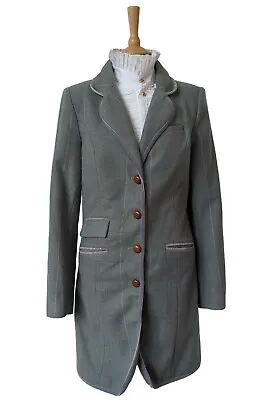 Ladies Jack Murphy Long Green Tweed Coat Size 10 - Racing • £59.99