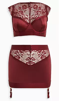 Torrid Satin & Lace High Neck Bra W/Matching Skirt W/Garter NWT Both Size 2x • £112.09