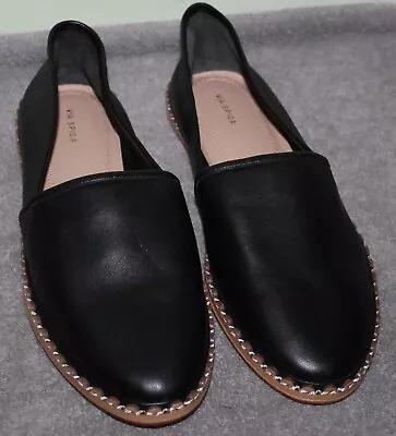 Via Spiga Caila Flat Black Leather Espadrilles Size 9 • $49.99