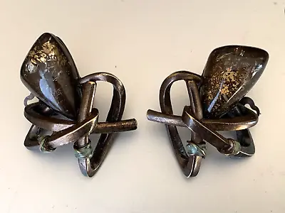 RARE Vintage CHRISTIAN LACROIX Earrings Darkened Metal Glass With Golden Insert • $335.30
