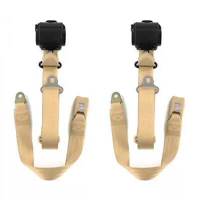 Ford Mustang 1964 - 1966  Standard 3pt Tan Retract Bucket Seat Belt Kit-2 Belts • $150.42