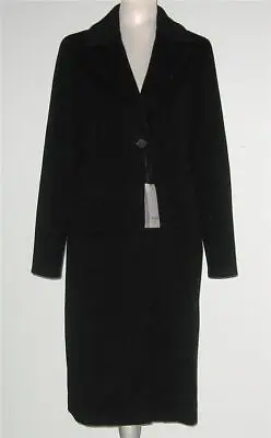 NWT Cinzia Rocca Wool CASHMERE Notch COLLAR Coat 10 Black MSRP$900 • $298.99