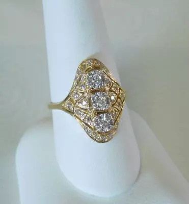 Ladies Vintage  14KT Plumb Y/Gold 1/2 CT Diamond  Statement Ring Sz 8.75 4.2g • $619