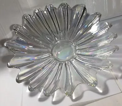 Vintage Iridescent Flower Petal Bowl Scalloped Edge Celestial By Federal 11” • $10.99