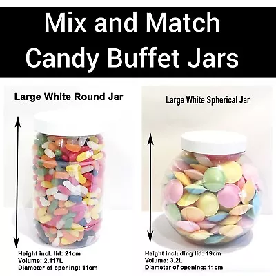 Large White Plastic Sweet Jars Candy Sweet Buffet YOU CHOOSE QUANTITY STYLE • £7.79