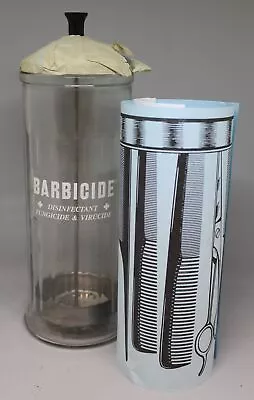 Vintage Barbicide Salon Tool Disinfecting Glass Soaking Jar With Paperwork - New • $18.50