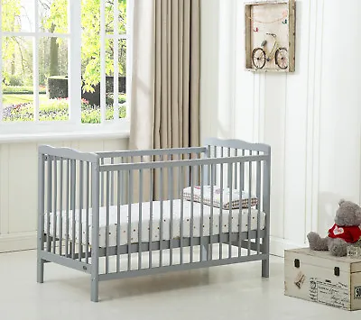 MCC®  Grey Brooklyn Baby Cot Crib With Water Repellent Mattress  • £99.99