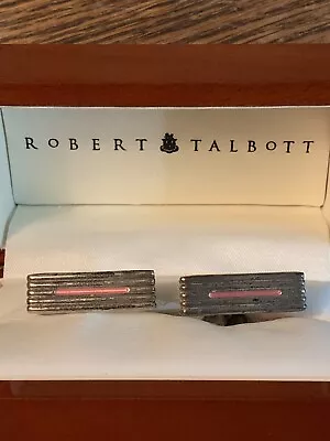 Robert Talbott Sterling Silver Pink Enamel Cufflinks Full Hallmarks Org Box 19gr • $95
