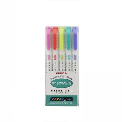 Zebra Highlighter Mildliner Double Ended Bright Color Set | WKT7-5C-HC | 5 Pens • $30.69