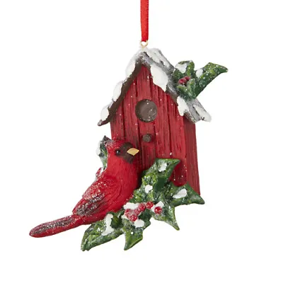 Cardinal With Birdhouse Ornament • $18.95