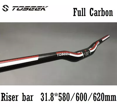 Carbon 3K MTB XC Road Bike Riser Bar Bicycle Handlebar 31.8*580/600/620mm Red • $27.99