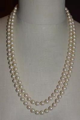 VENDOME Faux Glass Pearl Clear Rhinestone Wedding Dual Strand Necklace Vintage • $66