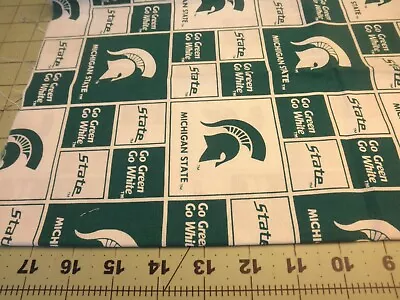 1/2 YARD Michigan State Spartans Cotton Fabric 39 Inches Wide • $3.50