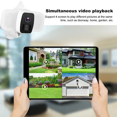 1080P WiFi Floodlight Camera PIR Night For Home Garden Security Work GHB • £77.62