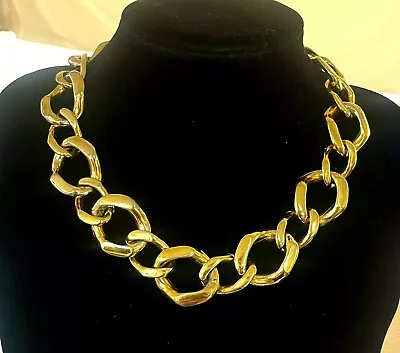 Vintage Anne  Klein Lion Gold Tone Chains Necklace Link Statement • $38
