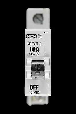 Mem 10 Amp Type 2 M9 Mcb Circuit Breaker 101mb2 Grey • £3.95