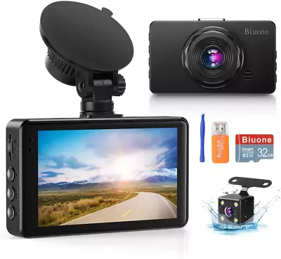 Biuone Dash Camera For Cars Super Night Vision Dash Cam Front And Rear With 32G • $194.95