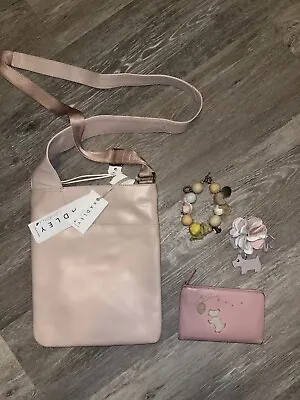 NWT RADLEY Pockets Bag Crossbody Pink Leather ~ PLUS Wallet Charm/tag /bracelet • £79.99