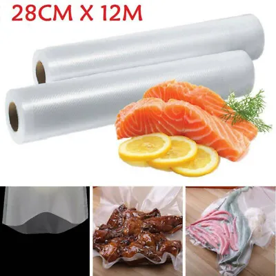 £8.49 • Buy 2 Rolls - 28cm X 6m Textured Vacuum Vac Sealer Sous Vide Food Saver Storage Bags