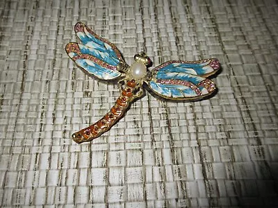 Jeweled Metal Enameled Dragonfly Trinket Box • $19.95