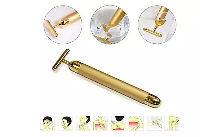 2-IN-1 Beauty Bar 24k Golden Pulse Facial Face Massager 3D Roller & T Massager • $18