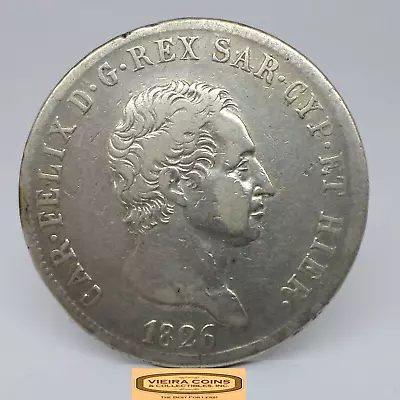 1826-P Italy Sardinia Silver 5 Lire Mintage Of 489000 Coins - #C36023NQ • $99.99