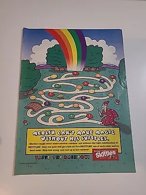 Skittles Taste The Rainbow Candy 1996 Print Ad Vintage 8x11  • $14.99