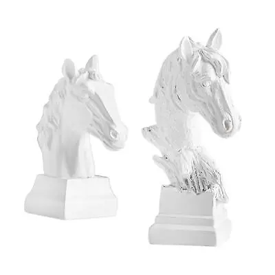 Horse Head Statue Artwork Decoration Sculpture Resin Animal Figurine For Shelves • £13.36