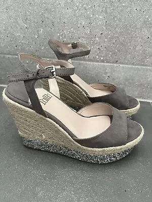 Faith Grey Wedge Sandal With Silver Glitter Heel 3 • £5