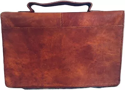 Light Brown Leather Bible Book Cover Planner Cover With Handle And Back Pocket3 • $88.25