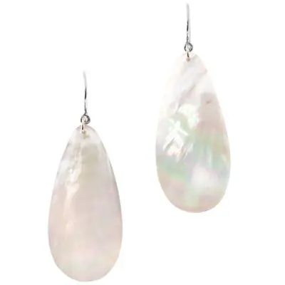 $17.95 • Buy 925 Silver Teardrop White Oyster Mother Of Pearl Shell Sterling Earrings, 2 
