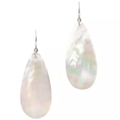 $17.95 • Buy 925 Silver Teardrop White Oyster Mother Of Pearl Shell Sterling Earrings, 2 