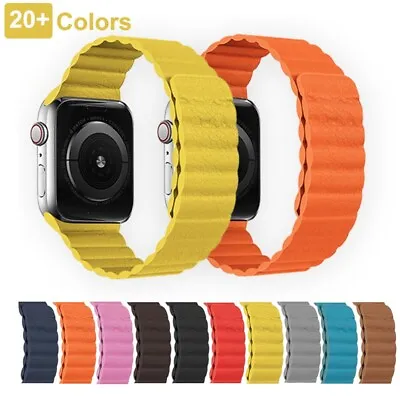 $20.79 • Buy Leather Magnetic Strap For Apple Watch 7 41/45mm Band IWatch 6 40/44mm 38/42mm